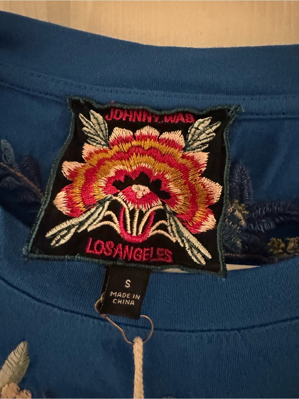 Johnny Was Royal Blue Embroidered Floral Long-Sleeve Top - Picture 2 of 4